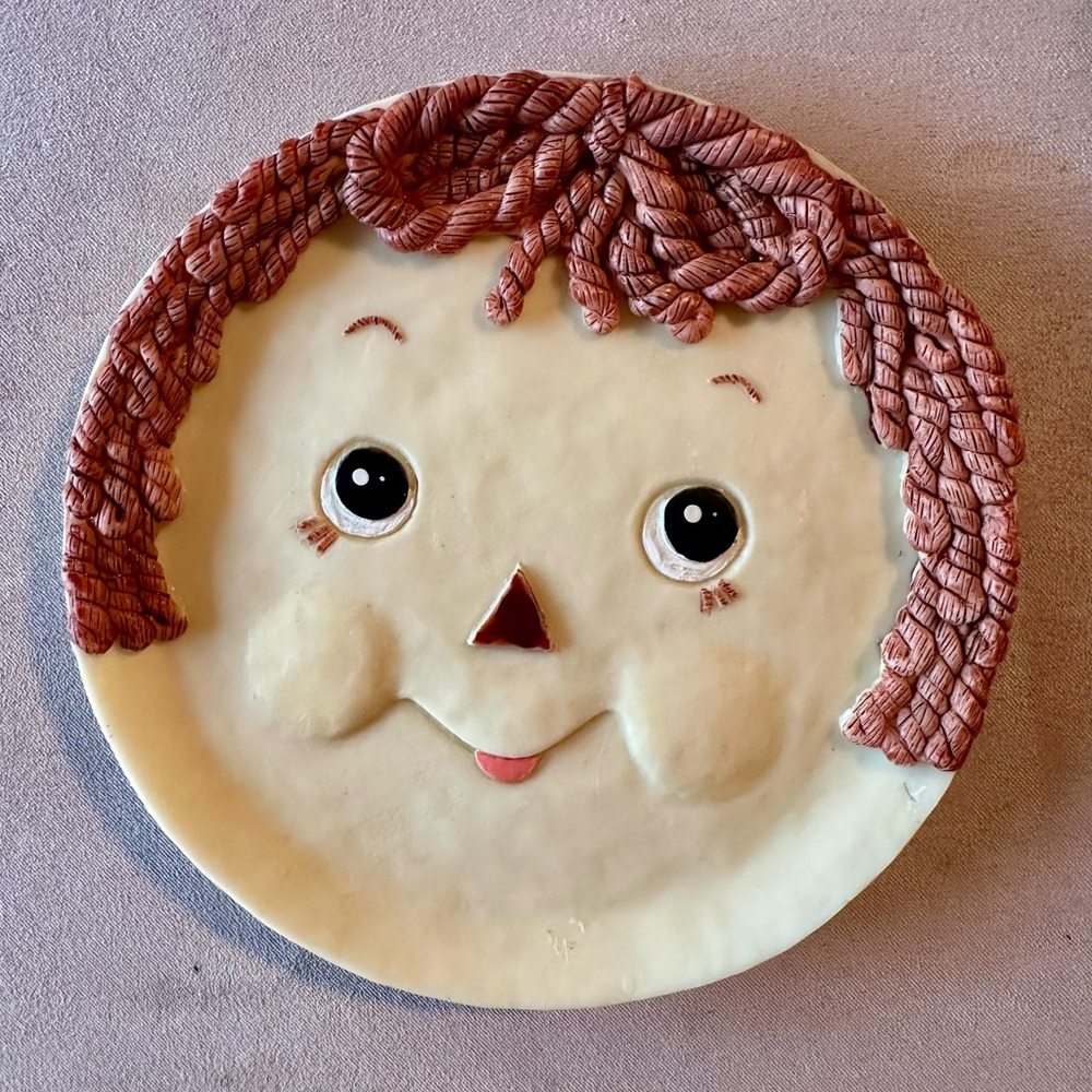 Vintage 1994 Raggedy Andy Resin Tea set Plate Trinket Dish. Adorable and EUC